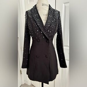Rhinestone embellished tailored blazer dress